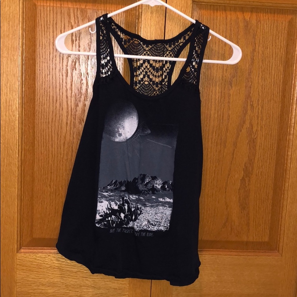 Navy blue “Buy The Ticket Take the Ride.” tank